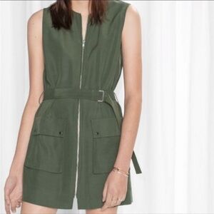 & Other Stories Olive Green Mini Dress